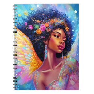 Afro-Amerikaanse Angel Lady Fantasy Kunst Notitieboek