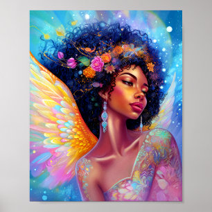 Afro-Amerikaanse Angel Lady Fantasy Kunst Poster