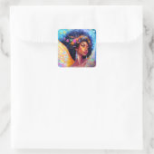 Afro-Amerikaanse Angel Lady Fantasy Kunst Vierkante Sticker (Tas)