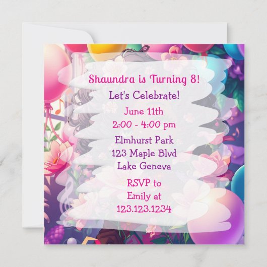 Afro-Amerikaanse Anime Girl Verjaardag Kaart (Achterkant)