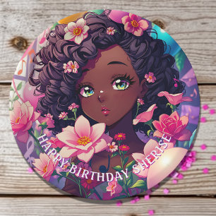 Afro-Amerikaanse anime meisje gepersonaliseerde ve Papieren Bordje