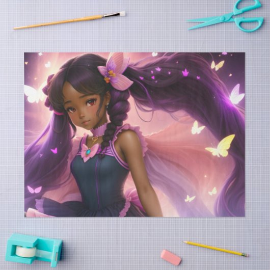 Afro-Amerikaanse anime zwart meisje Tissuepapier (Craft)