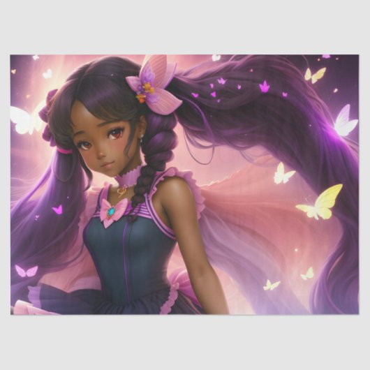 Afro-Amerikaanse anime zwart meisje Tissuepapier (Voorkant)