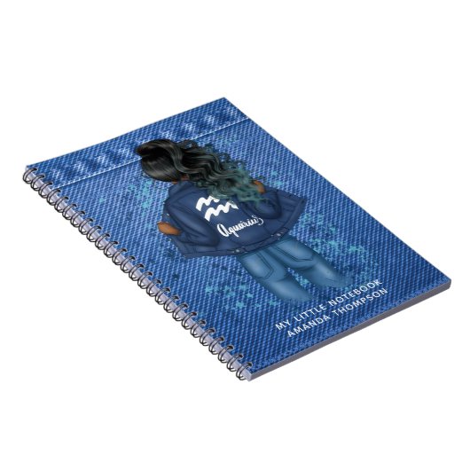 Afro-Amerikaanse Aquarius Zodiac Sign Personal Notitieboek (Rechterzijde)