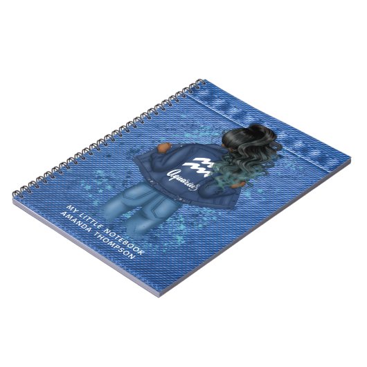 Afro-Amerikaanse Aquarius Zodiac Sign Personal Notitieboek (Linkerzijde)