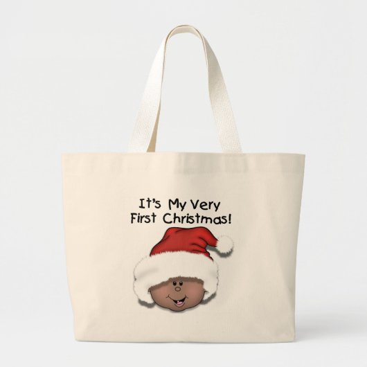 Afro-Amerikaanse Baby 1e kerstdag Grote Tote Bag (Voorkant)