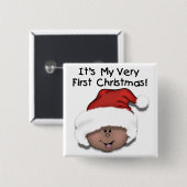 Afro-Amerikaanse Baby 1e kerstdag Vierkante Button 5,1 Cm (Voorkant /achterkant)
