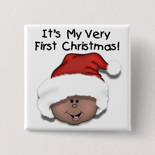 Afro-Amerikaanse Baby 1e kerstdag Vierkante Button 5,1 Cm (Voorkant)