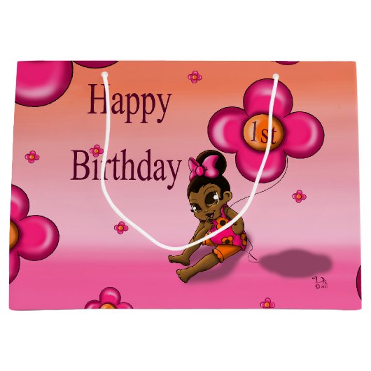 Afro-Amerikaanse Baby 1e verjaardag Large Cadeautasje (Voorkant)