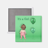Afro-Amerikaanse Baby ballonnen - Het is een meisj Magneet (Voorkant / Achterkant)