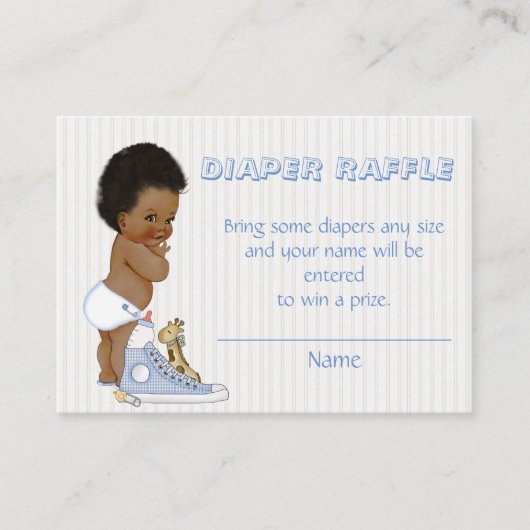 Afro-Amerikaanse Baby Boy Luier Raffle Ticket Informatiekaartje (Voorkant)