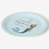 Afro-Amerikaanse Baby Boy Merman Prince Crown Papieren Bordje (Gekanteld)