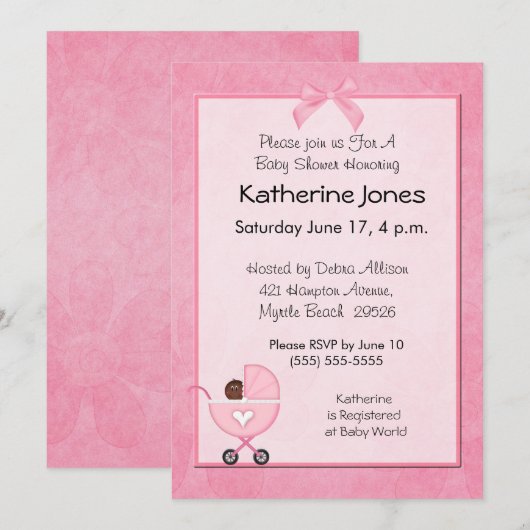 Afro-Amerikaanse Baby Douche Uitnodigingen (Voorkant / Achterkant)