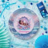 Afro-Amerikaanse Baby Girl in Seashell Pastel Papieren Bordje (Feest)