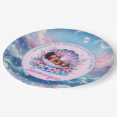 Afro-Amerikaanse Baby Girl in Seashell Pastel Papieren Bordje (Gekanteld)