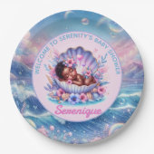 Afro-Amerikaanse Baby Girl in Seashell Pastel Papieren Bordje (Voorkant)