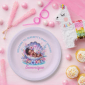 Afro-Amerikaanse Baby Girl in Seashell Pastel Papieren Bordje (Feest)