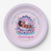 Afro-Amerikaanse Baby Girl in Seashell Pastel Papieren Bordje (Voorkant)
