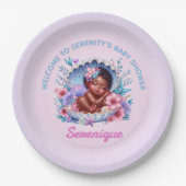 Afro-Amerikaanse Baby Girl in Seashell Pastel Papieren Bordje (Voorkant)