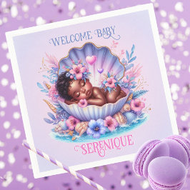 Afro-Amerikaanse Baby Girl in Seashell Pastel Servet