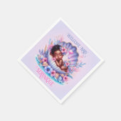 Afro-Amerikaanse Baby Girl in Seashell Pastel Servet (Hoek)