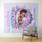 Afro-Amerikaanse Baby Girl in Seashell Pastel Wandkleed (In Situ (horizontaal))