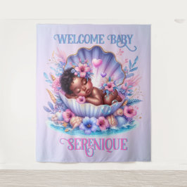 Afro-Amerikaanse Baby Girl in Seashell Pastel Wandkleed