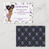 Afro-Amerikaanse Baby Girl Luier Raffle Informatiekaartje (Voorkant / Achterkant)