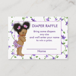 Afro-Amerikaanse Baby Girl Luier Raffle Informatiekaartje