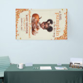 Afro-Amerikaanse Baby Girl Pumpkin Baby shower Spandoek (Beurs)