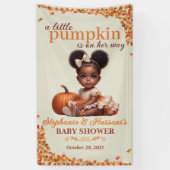 Afro-Amerikaanse Baby Girl Pumpkin Baby shower Spandoek (Verticaal)