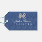 Afro-Amerikaanse Baby Jongen Denim & Diamanten Kro Cadeaulabel (Achterkant Horizontaal)