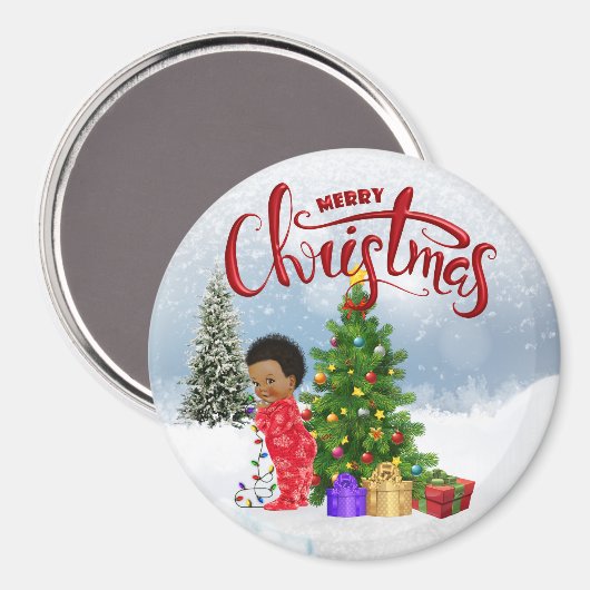 Afro-Amerikaanse Baby kerstmagneet Magneet (Voorkant / Achterkant)