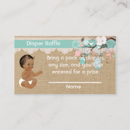 Afro-Amerikaanse Baby Luier Raffle Insert Informatiekaartje