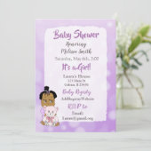 Afro-Amerikaanse Baby Meisje Baby Shower Kaart (Staand voorkant)