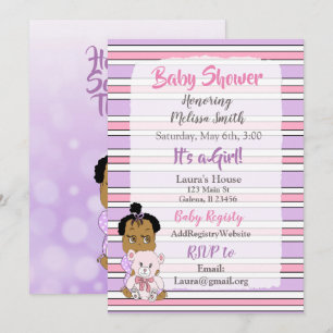 Afro-Amerikaanse Baby Meisje Baby Shower Kaart