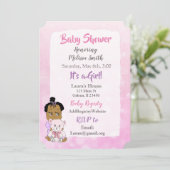 Afro-Amerikaanse Baby Meisje Baby Shower Kaart (Staand voorkant)