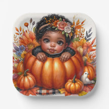 Afro-Amerikaanse Baby Meisje Herfst Pompoen