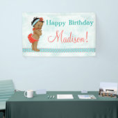 Afro-Amerikaanse Baby Meisje Rood Badpak Spandoek (Beurs)