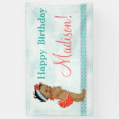 Afro-Amerikaanse Baby Meisje Rood Badpak Spandoek (Verticaal)