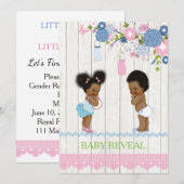 Afro-Amerikaanse Baby onthullen Baby shower Invita Kaart (Voorkant / Achterkant)