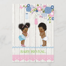 Afro-Amerikaanse Baby onthullen Baby shower Invita Kaart