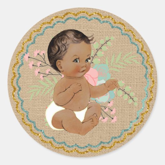 Afro-Amerikaanse Baby-Sticker Ronde Sticker (Voorkant)