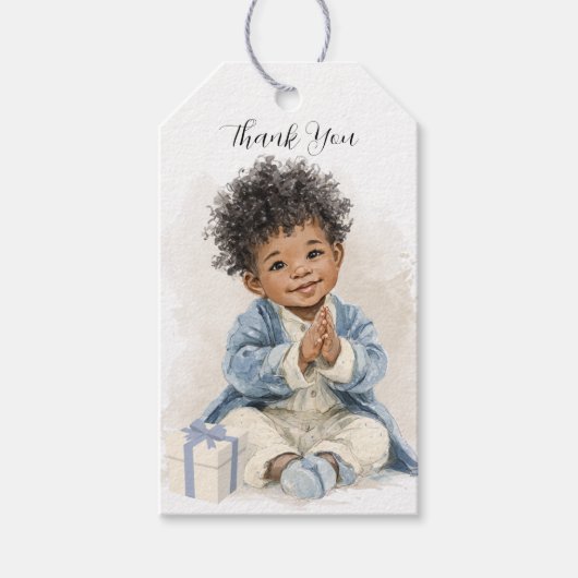Afro-Amerikaanse babyjongen Cadeaulabel (Voorkant)