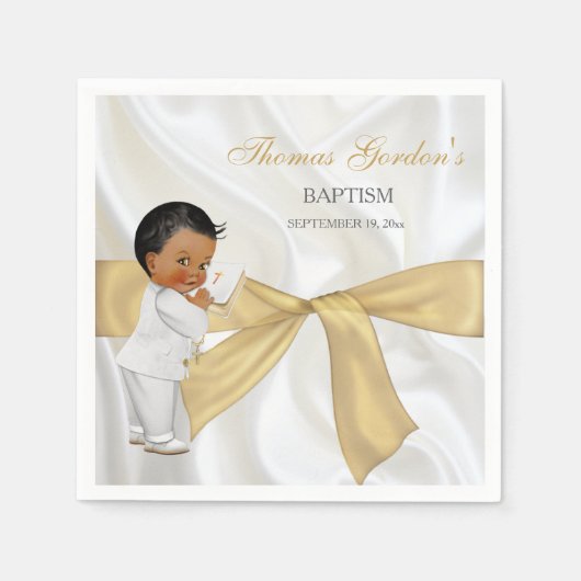 Afro-Amerikaanse babyjongen doop kerstdop Servetten (Voorkant)