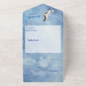 Afro-Amerikaanse Babyjongen Ooievaar in Nachtelijk All In One Uitnodiging (Buitenkant)