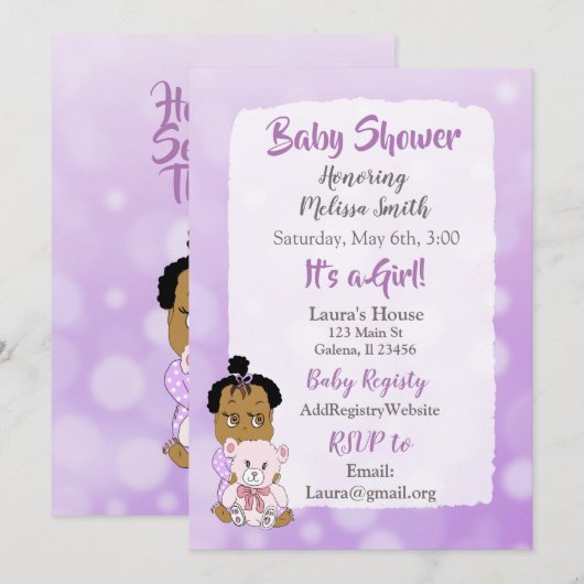 Afro-Amerikaanse babymeisje babyshower Kaart (Voorkant / Achterkant)