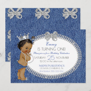Afro-Amerikaanse babymeisje Denim & Diamonds Strik Kaart