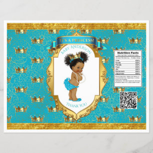 Afro-Amerikaanse babymeisje turquoise gouden chipz Flyer