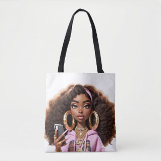 Afro-Amerikaanse Baddie, Mooie meisje Tote Bag